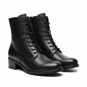 La Canadienne Palmina Boot Womens 8 W Black Leather Side Zip